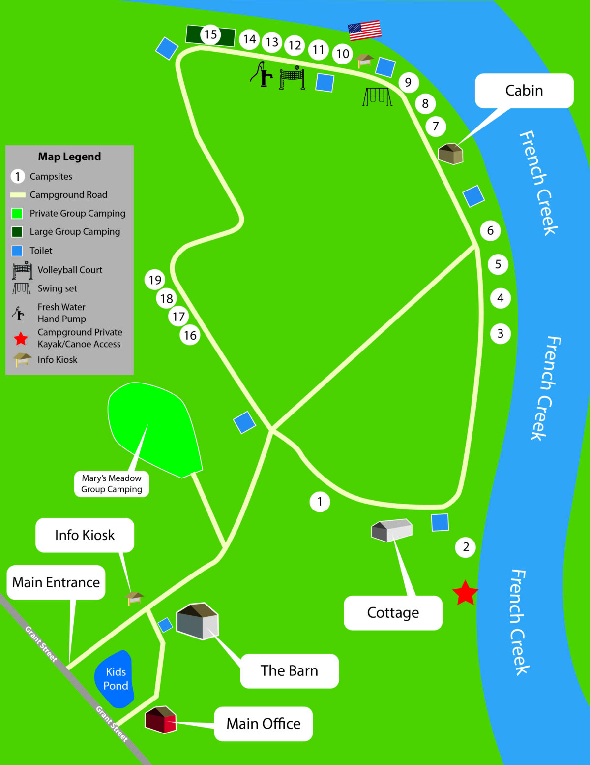 Camp Map | Area Attractions | French Creek Farms